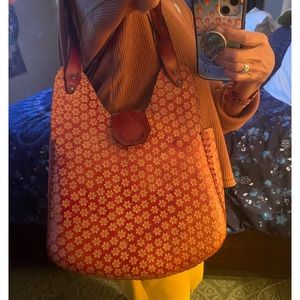 leather hippie Mexican floral purse, super Roomie